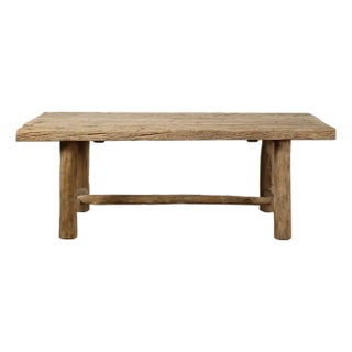 Mid 20th Century Rustic Sorrento Dining Table – Weathered Door Top With Live Edge Base, 87″ Long For Sale