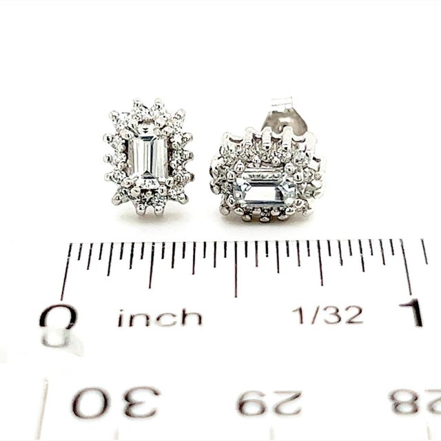 Natural Sapphire Diamond Stud Earrings 14k W Gold 0.94 TCW Certified For Sale - Image 15 of 16