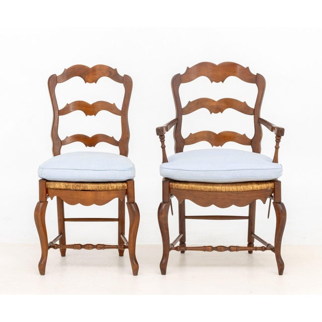 French Provincial Style Walnut Dining Chairs, 4 For Sale - Image 4 of 15