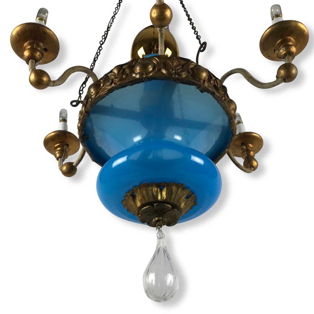 Turquoise and Gilt Chandelier from Lucca, 19th Century For Sale - Image 3 of 11