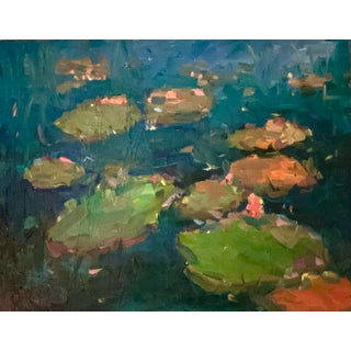 Contemporary Oil Painting Lily Pond by Cindy Carrillo For Sale