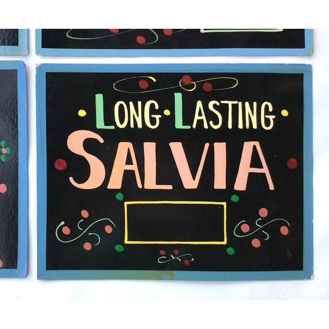 1980s Vintage Hand Painted Flower Signs, Set of 4 For Sale - Image 5 of 6