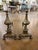 Pair of French 18th c brass andirons. 7”l x 15” d x 13”h 46-019