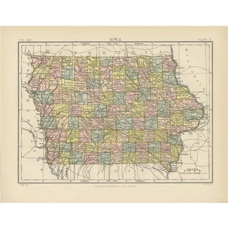 Antique Map of Iowa, 1881 For Sale