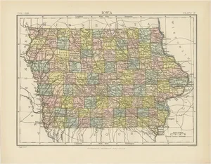 Antique Map of Iowa, 1881