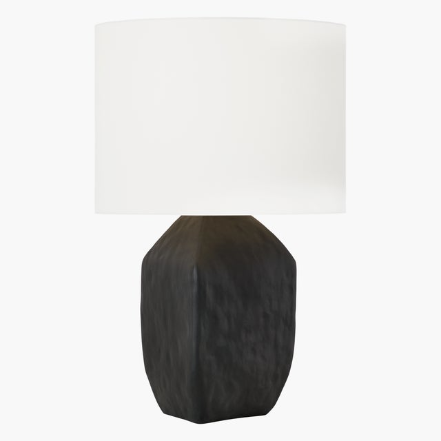 Hable by Visual Comfort Studio Hable Sybert Table Lamp in Rough Black Ceramic For Sale In Greenville, SC - Image 6 of 6