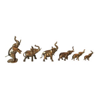 Vintage Brass Elephants S/6 For Sale