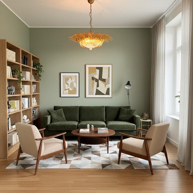 Mid-Century Modern Murano Pendant Light in Amber Glasses, 1990s For Sale - Image 3 of 16