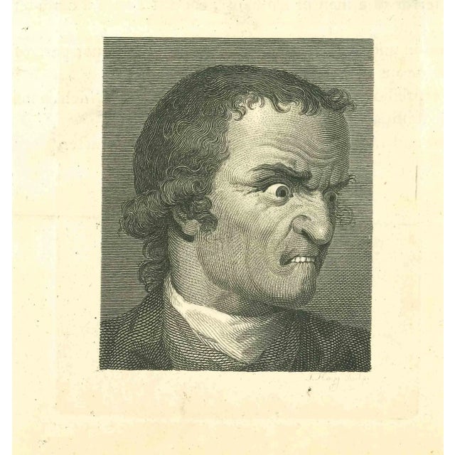 The Physiognomy - The anger is an original etching artwork realized by Thomas Holloway for Johann Caspar Lavater's "Essays...