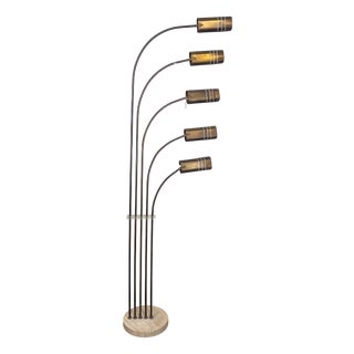 Floor Lamp in Brass and Travertine attributed to Goffredo Reggiani, Italy, 1960s For Sale