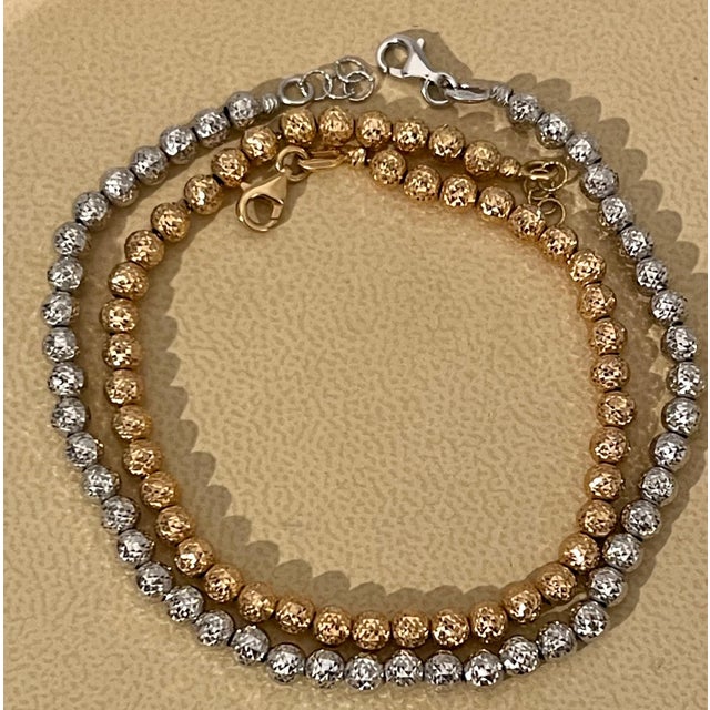 Pair of 18 Karat White Gold/ Rose Gold Ball Bracelets, 8.2 Gm For Sale - Image 18 of 18