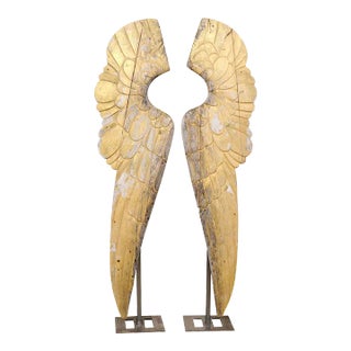 Large Mid 20th Century Gilt Wings on Stands - A Pair For Sale