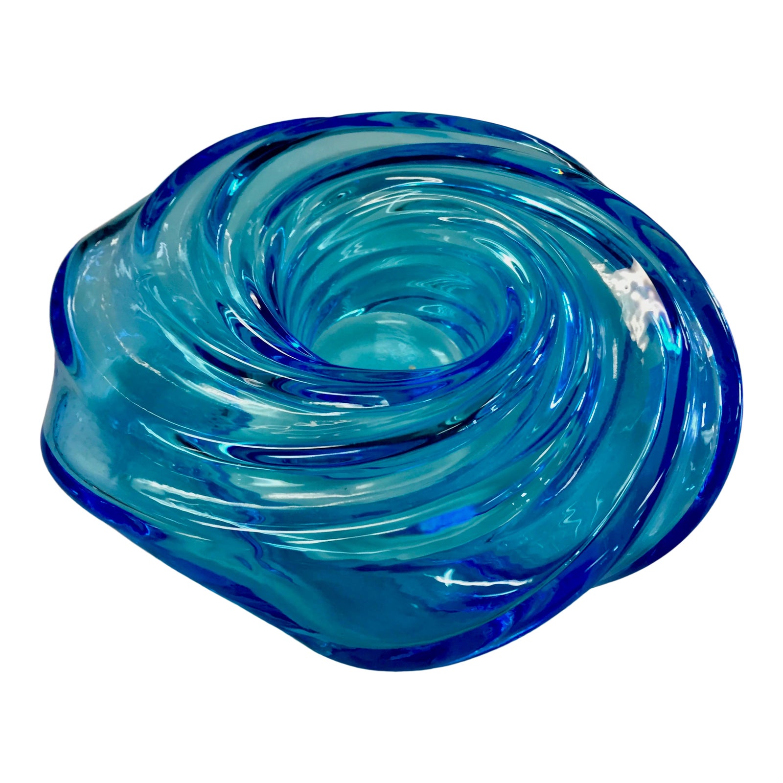 Vistosi Murano Glass Swirl Dish/Candle HolderSigned Chairish