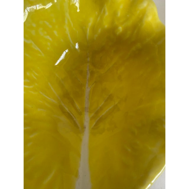 Ceramic 1960s Secla Portuguese Yellow Majolica Cabbage Leaf Bowls – Set of 3 For Sale - Image 7 of 11