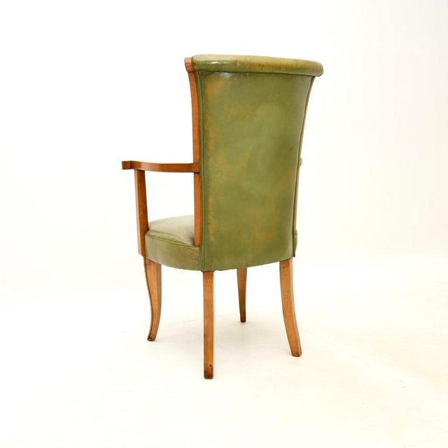 Wood Art Deco Leather and Walnut Dining Chairs attributed to Hille, 1930s, Set of 8 For Sale - Image 7 of 15