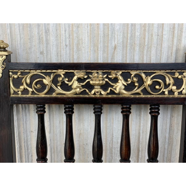 Bronze 19th Set of Six Spanish Chairs With Bronze Details and Red Velvet Upholstery For Sale - Image 8 of 11