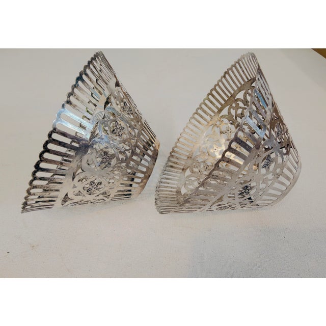 Set of 2 Vintage Pierced Silver plated Lamp Shades 5.25” Dia (bottom). 2.0” dia (Top) 3.0” Height, they are in very good...