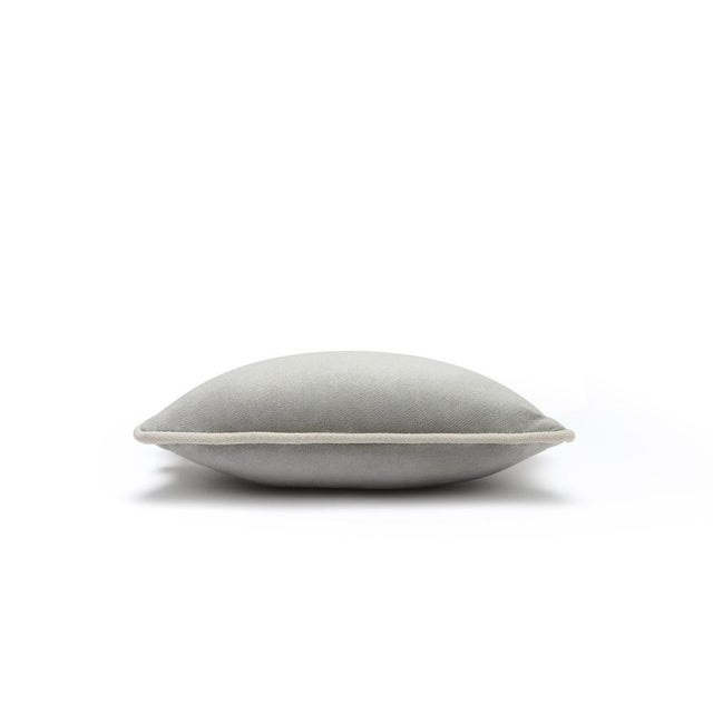 The Gift Micro Cushion in Light Grey Velvet with White Piping by Lorenza Briola for Lo Decor For Sale - Image 4 of 7