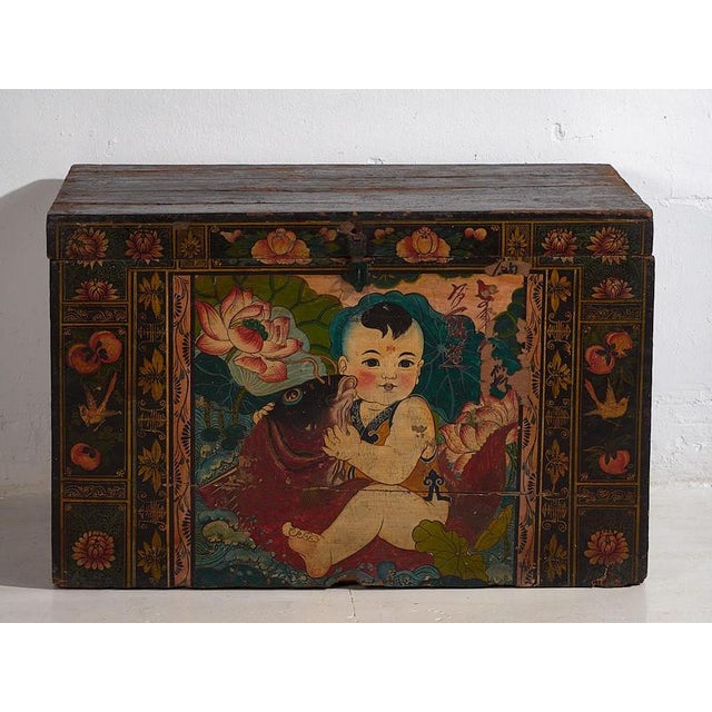 Black Antique Dark Trunk, 1900 For Sale - Image 8 of 18