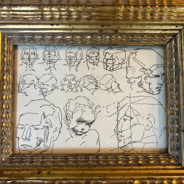 1940’s original abstract life study ink drawing in a chunky gold frame. Measures 7x5 / approximately 14.5x12.5 framed....