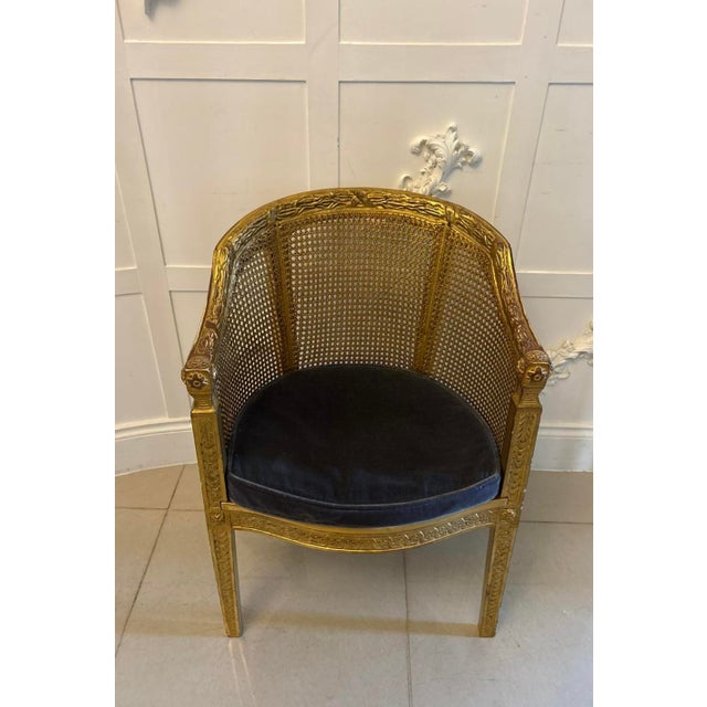 Gold Antique French Giltwood Bergere Armchairs, 1860, Set of 2 For Sale - Image 8 of 16