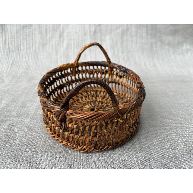 Small Vintage Woven Wicker Basket For Sale - Image 12 of 15