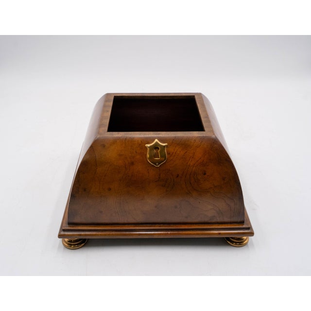 1990s Maitland Smith Burl Wood Lidded Box Tea Caddy For Sale - Image 5 of 15