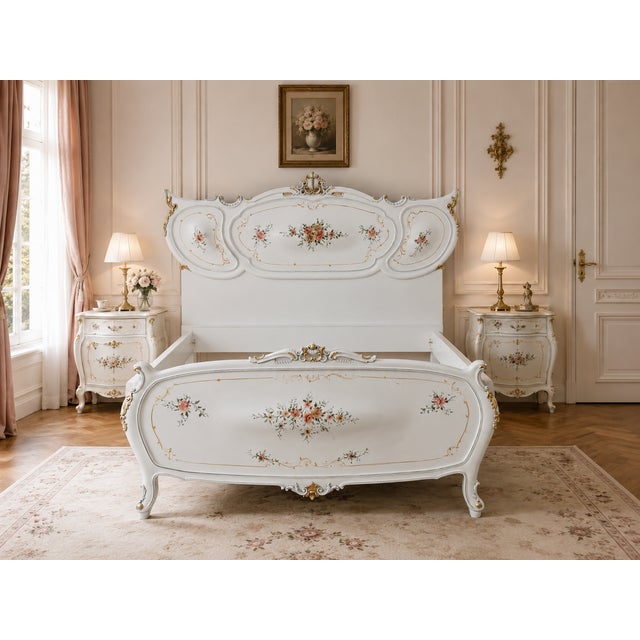 1950s Italian Venetian White Beech Bedframe - 4 Pc For Sale - Image 6 of 12
