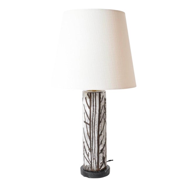 Glazed Ceramic Cylinder Lamp, 1950s For Sale