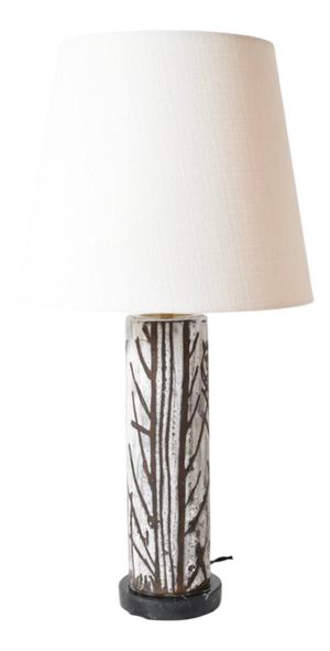 Glazed Ceramic Cylinder Lamp, 1950s