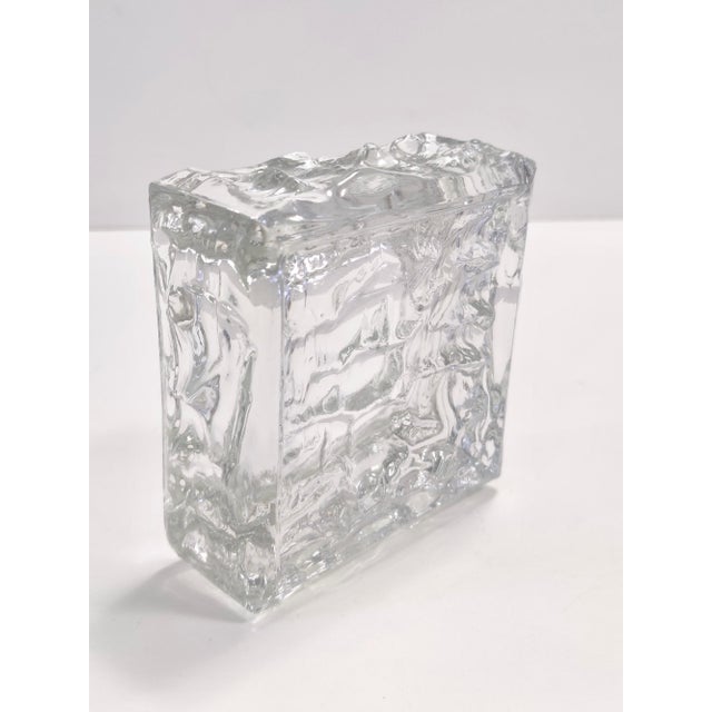 Vintage Square Transparent Molded Thick Glass Ashtray, Italy, 1960s For Sale - Image 4 of 11