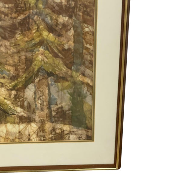 1970s Louise "Lou" Wilson "Forest Deep" Framed Batik Acrylic Forest Artwork. For Sale - Image 9 of 10