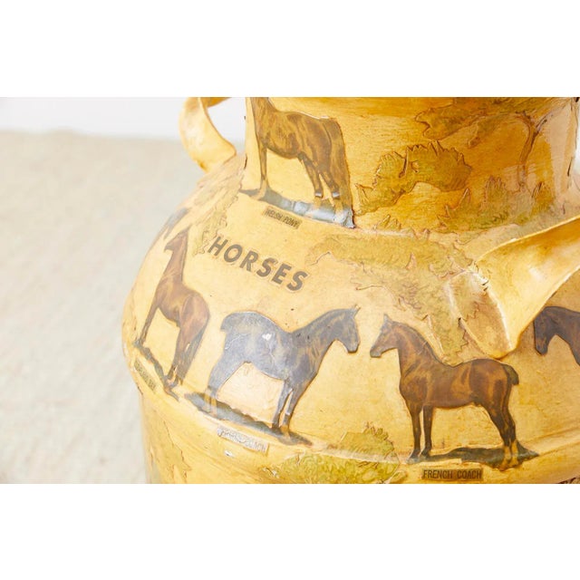 Yellow Equine Decoupage Decorated Dairy Farm Milk Jug For Sale - Image 8 of 13