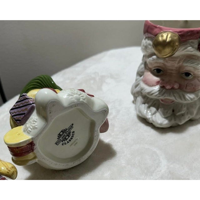 Fitz and Floyd 1990s Fitz and Floyd Christmas Set! Festuring Mugs, Cookie Jar, Milk and Sugar Jar With Tidbits Dish - 6 pcs For Sale - Image 4 of 10