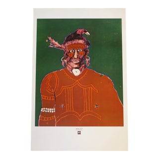 Vintage Fritz Scholder Indian 1775 Lithograph Poster Grady Galleries 1975 For Sale