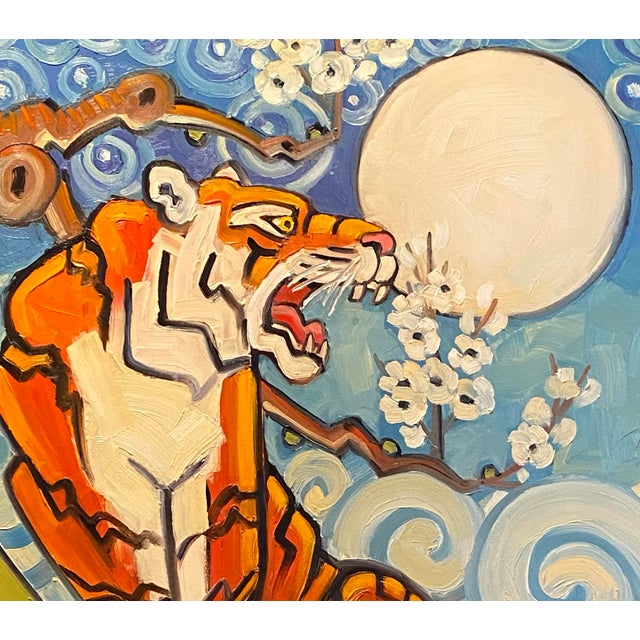 Tiger Starry Sky Original Oil Painting Stephen McDonough | Chairish