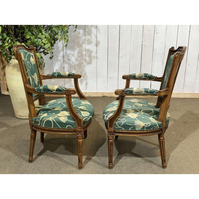 Wood Louis XVI Style Beechwood Armchairs, 1800s, Set of 2 For Sale - Image 7 of 18
