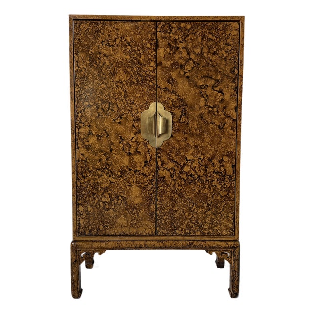 Mid Century Hollywood Regency Faux Tortoiseshell Cabinet For Sale