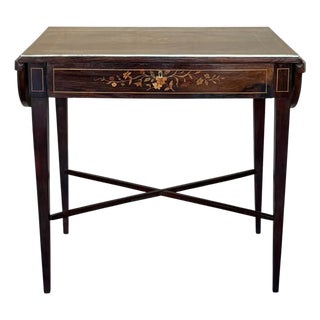 Late 19th Century Italian Classic Walnut Marquetry Desk Writing Table With Two Leafs For Sale