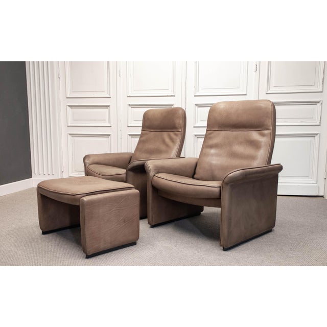 Lounge Chairs with Ottoman from de Sede, Switzerland, 1960s, Set of 3 For Sale - Image 9 of 16