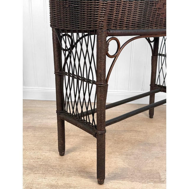 Antique Victorian Wicker Window Box Plant Stand With Insert For Sale - Image 12 of 13