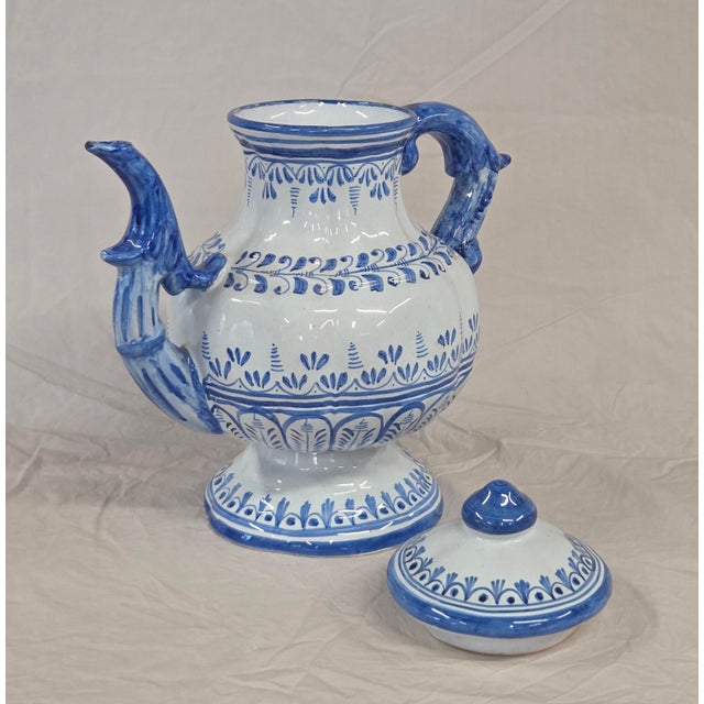 Vintage Spanish Talavera Blue and White 16 Piece Coffee Set For Sale - Image 4 of 15