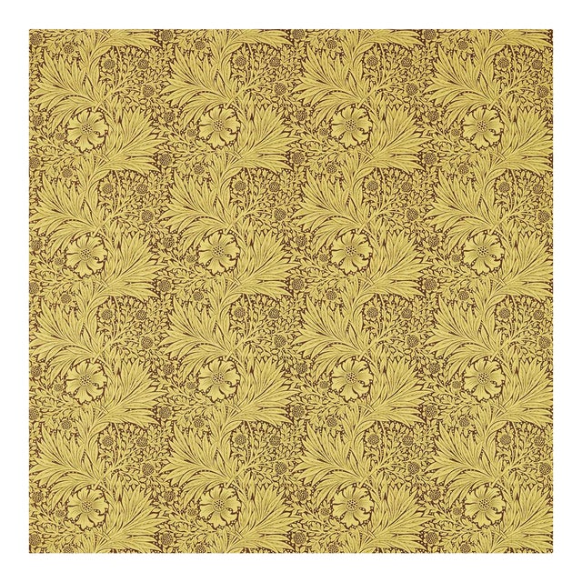 Morris & Co Marigold Fabric in Summer Yellow/Chocolate - a Sample For Sale