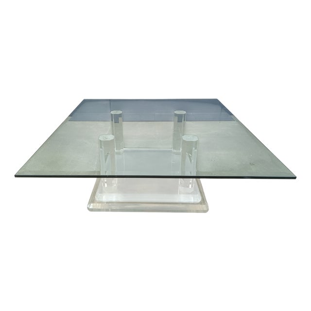 Vintage Acrylic Column Coffee Table, 1970s For Sale