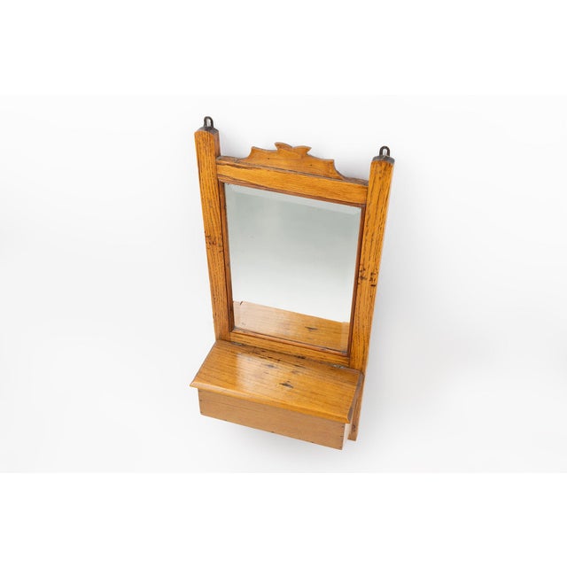 Brown French Wooden Shaving Cabinet with Mirror, 1890s For Sale - Image 8 of 12