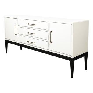 Mid-Century Cream Lacquer W/ Black Lacquer Supports Sideboard by Tommi Parzinger For Sale