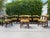 Distinctive set of seven Williamsburg-style smoking armchairs by RWAY, featuring rich mustard upholstery, sculptural...