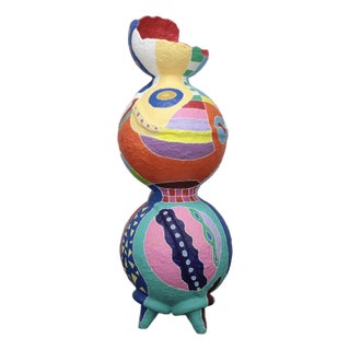 Multicolored Standing Sculpture, 1990s, Papier-Mâché For Sale