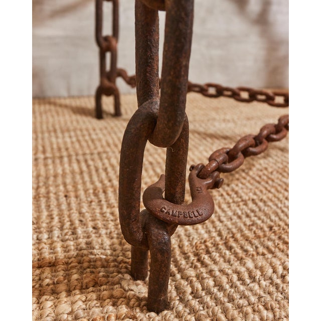 Vintage Brutalist Linked Chain Round Coffee Table For Sale - Image 9 of 14