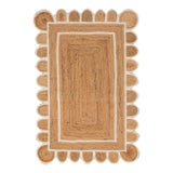 Scallop White Jute Scallop Hand Made Rug 2x2 Ft. For Sale
